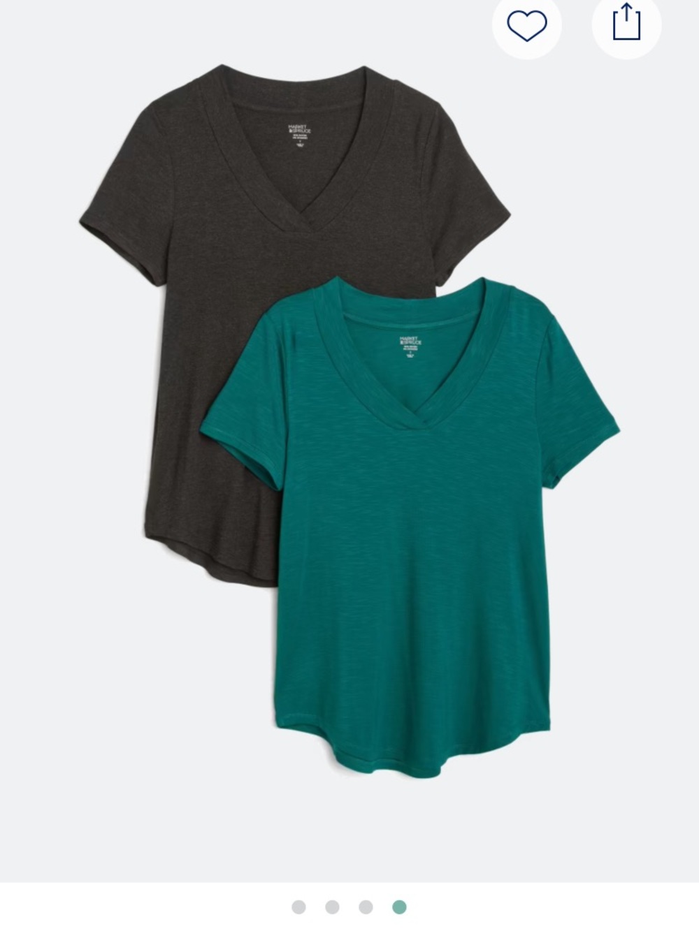Market & Spruce V-Neck Short Sleeve Tees in Teal and Charcoal (2-Pack)